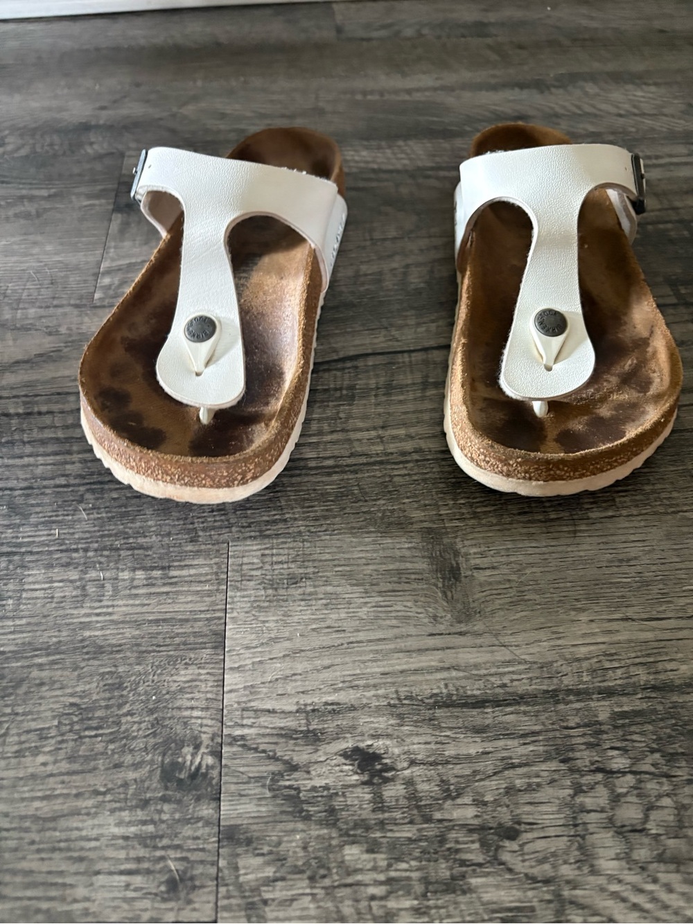 Birkenstock White Toe-Post Cork Footbed Sandals